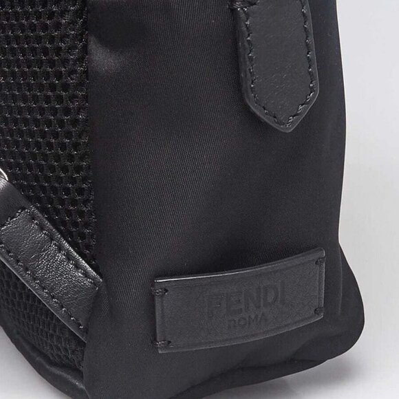 Fendi Black Nylon and Shearling Mini Backpack Bag - Picture 6 of 11